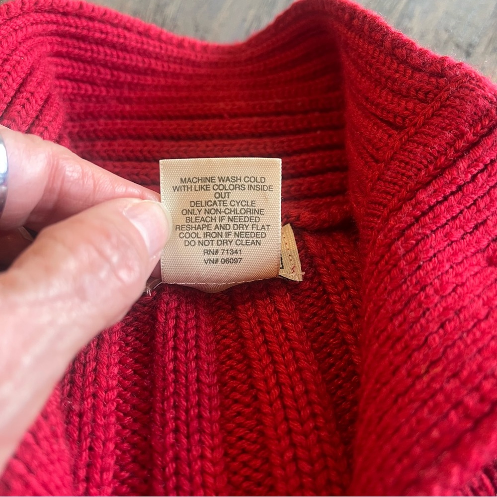 L.L. Bean Cable Knit Wool Blend Cardigan Sweater – Red – Women’s XS - Picture 4 of 8